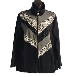 Ac-tiv-ology Women's Black Embellished ZIP Up Jacket Sz Large